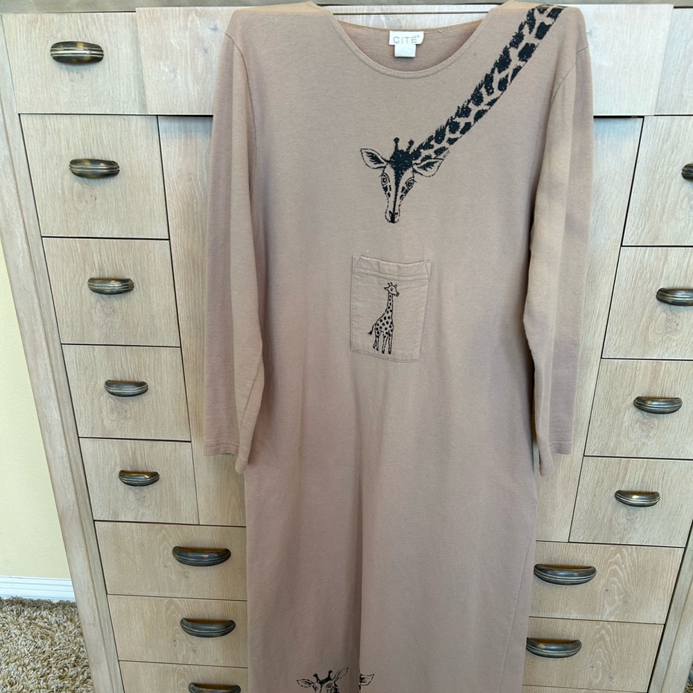 CITE Maxi/long brown Giraffe dress size 6-8 cotton